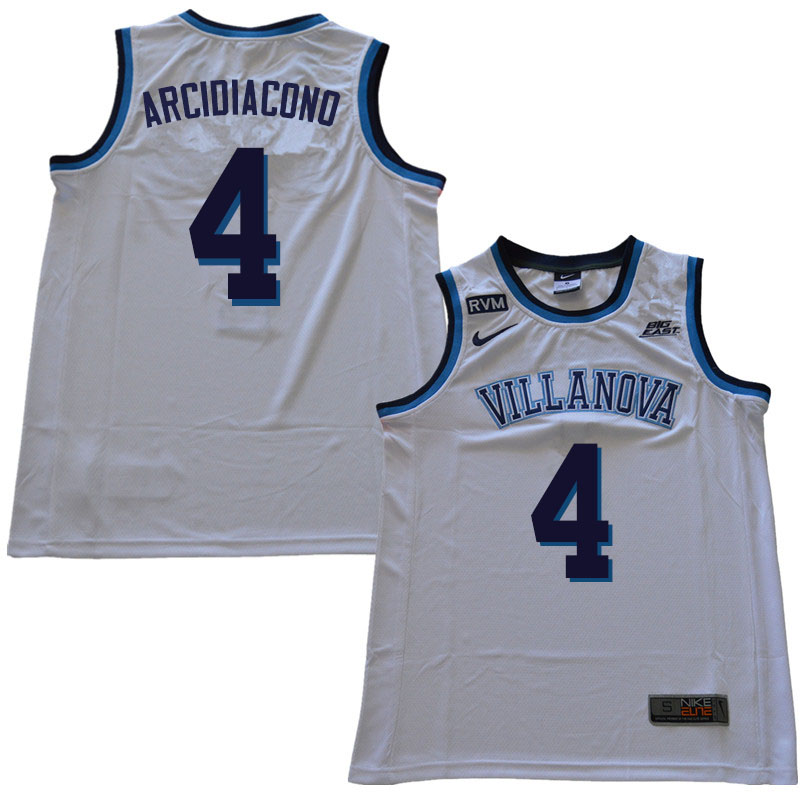 2019 Men #4 Chris Arcidiacono Villanova Wildcats College Basketball Jerseys Sale-White - Click Image to Close
